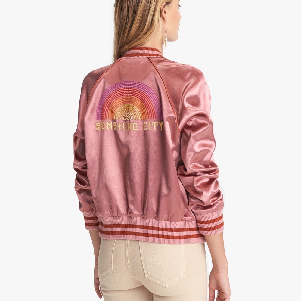 Mother Denim Letterman Zip Jacket in Sunshine City, Size S NWOT
